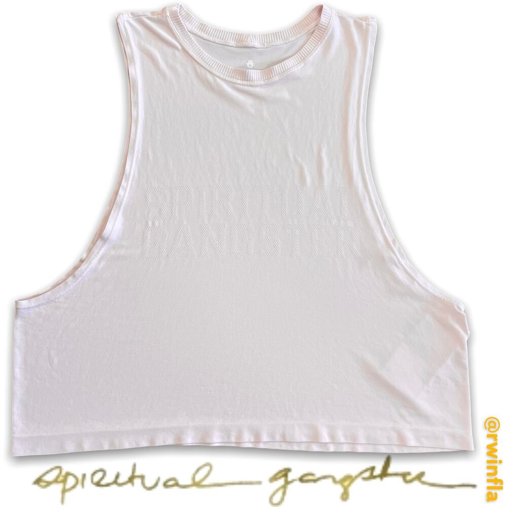Spiritual Gangster Pink Loose Fit Supernova Muscle Tank Deep Cut Solid XS/S NWT